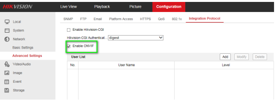 nvr hikvision onvif